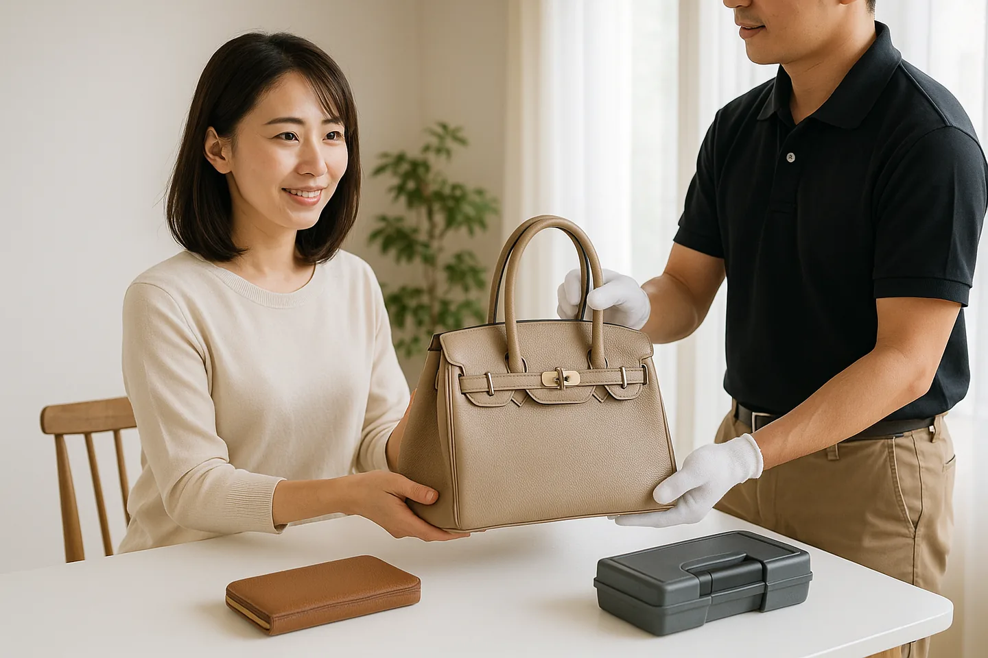 ブランド品の査定の様子